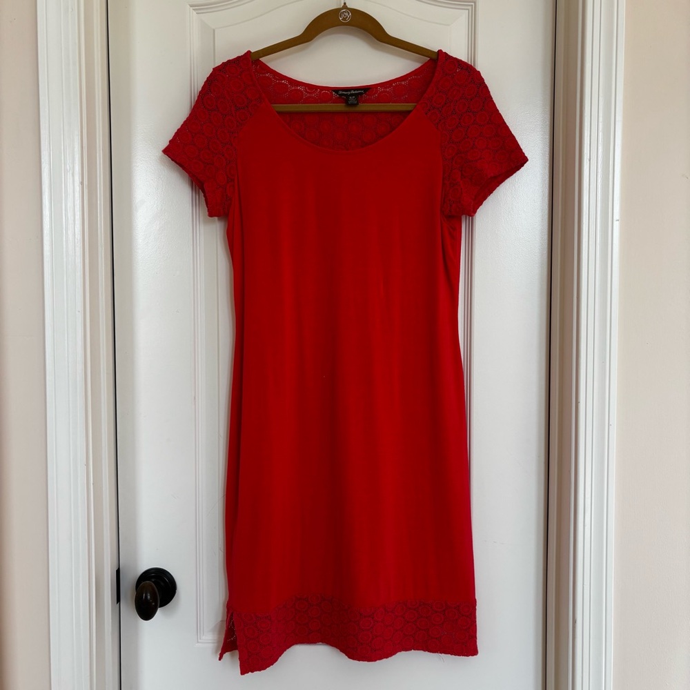 Tommy Bahama Tambour Eyelet Coral Dress Sz Small